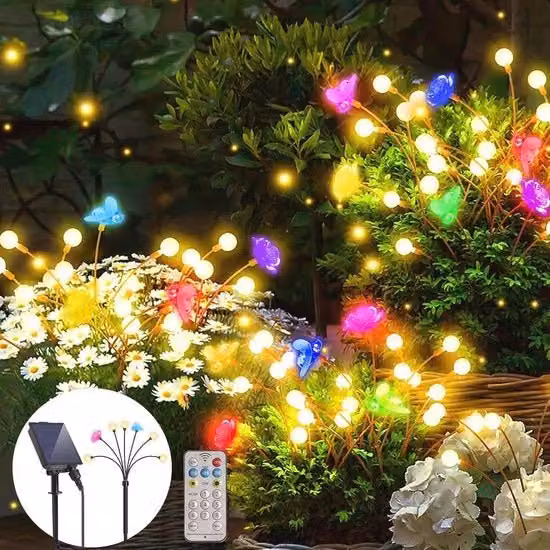 Illuminazione Esterna Solare Multifunzione con 8 Modalità RGBW, Resistente all'Acqua IP65, Ideale per Giardino, Terrazzo e Balcone, Colore Bianco e Multicolore