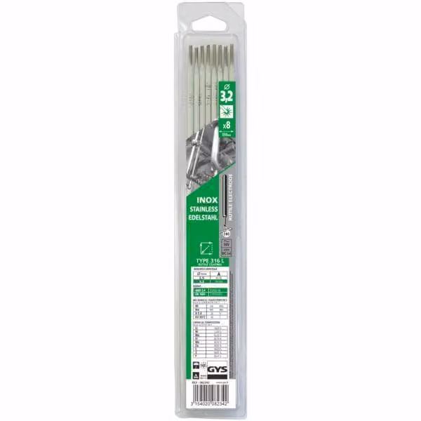 8 elettrodi in acciaio inox Ø 3,2 mm