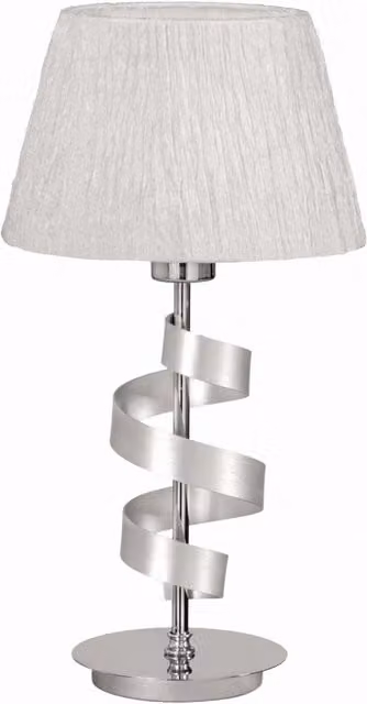 Lampada da tavolo Candellux Denis cromata con paralume in tessuto bianco