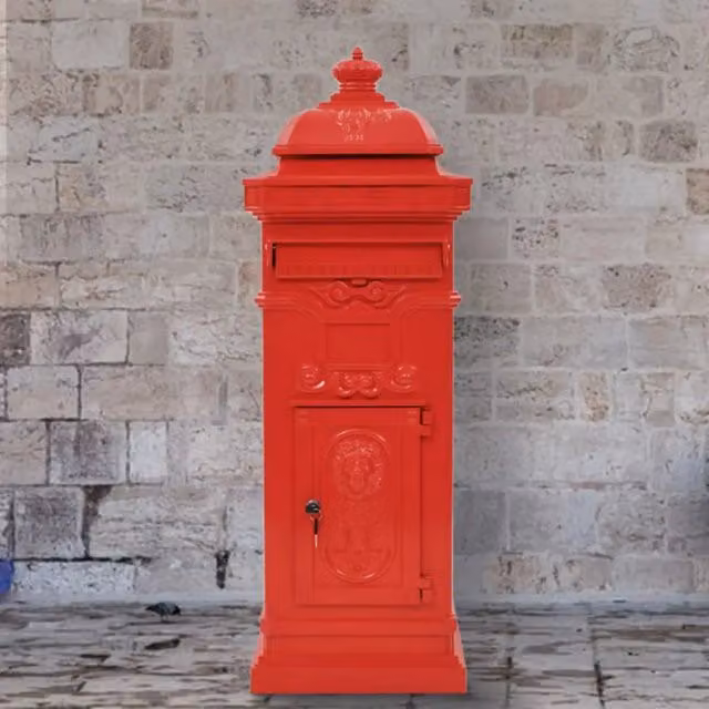 Cassetta della Posta in Alluminio vidaXL Rossa L/P/H: 32,0 x 35,5 x 102,5 cm – 1