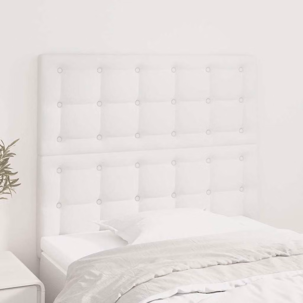 Testiera per letto vidaXL in similpelle bianca con pannello imbottito, L: 80 cm, P: 5 cm, H: 118-128 cm