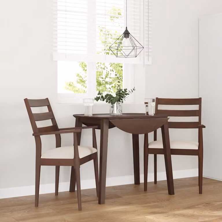Set di 2 sedie da pranzo con cuscini vidaXL in legno di hevea massello marrone con braccioli