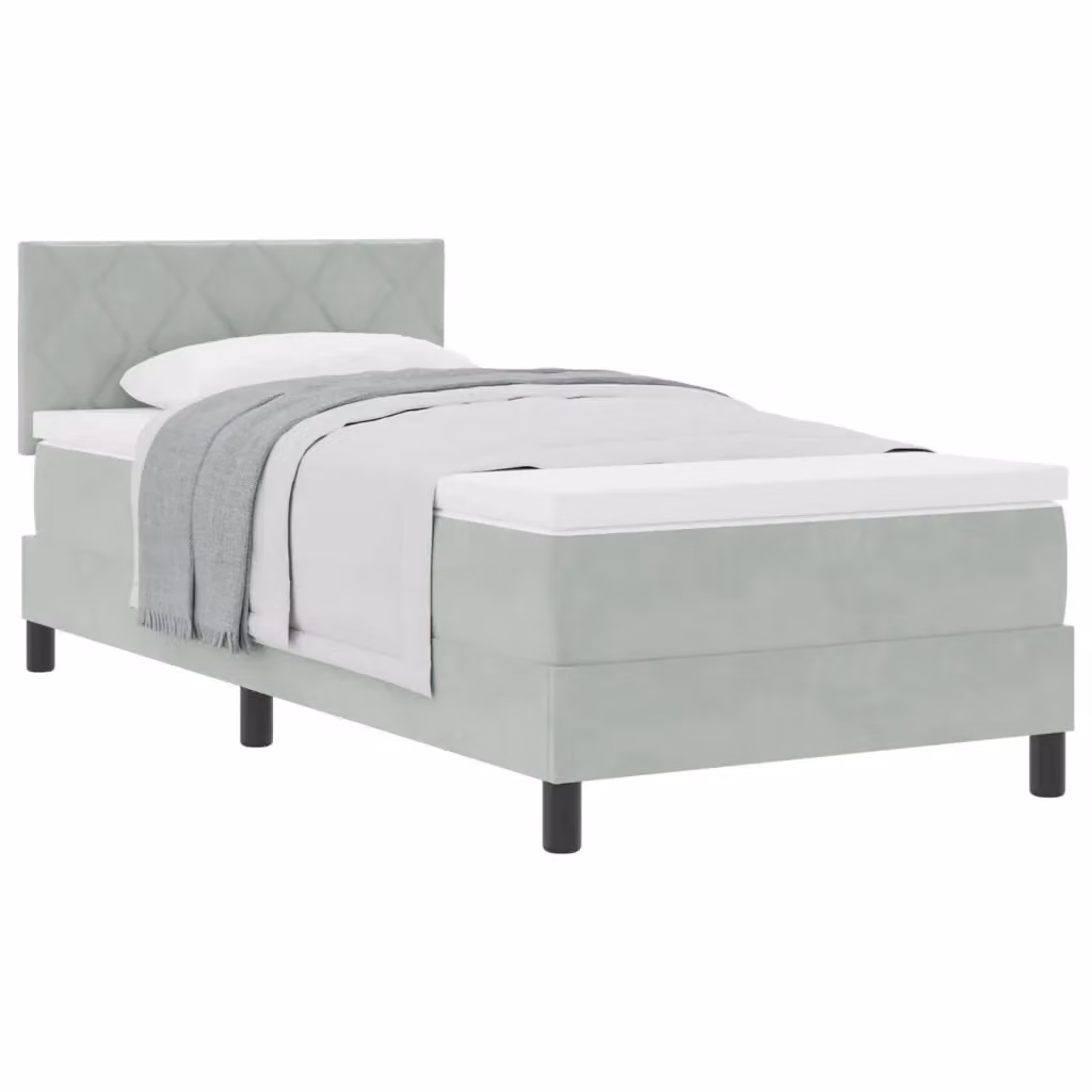 Letto a molle con testiera in velluto grigio vidaXL L/P/H: 190 x 90 x 93 cm – 2