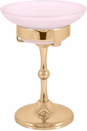 Portasapone da tavolo retrò MORAVA Rav Slezak in ottone dorato e ceramica L: 10,9 cm, H: 15 cm