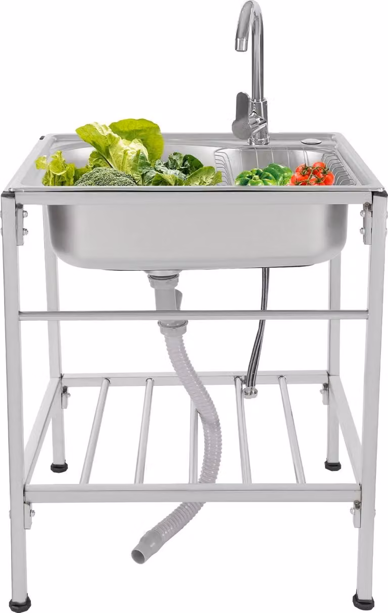 Lavabo, design indipendente, rubinetto acqua calda e fredda, argento