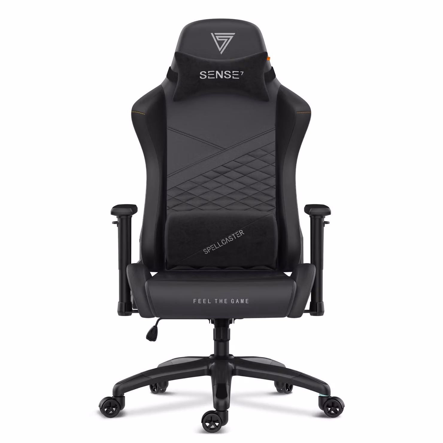 SENSE7 Spellcaster SENSHI XL Sedia da gaming in ecopelle nera - Sedia da ufficio ergonomica per persone di corporatura robusta, 160 kg, poltrona direzionale con imbottitura in schiuma a freddo e braccioli 2D