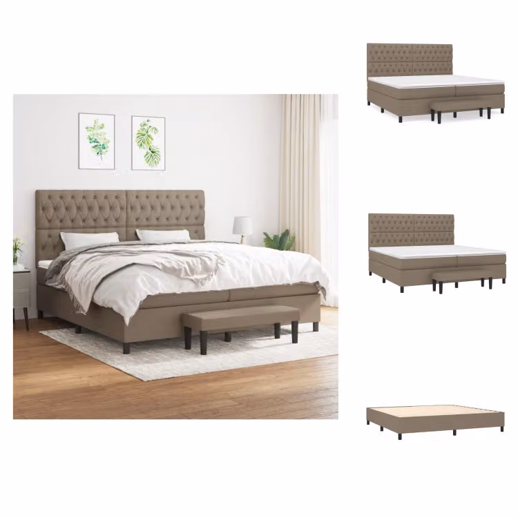 vidaXL Letto a molle con materasso Taupe 200x200 cm in tessuto - Letti e strutture letto