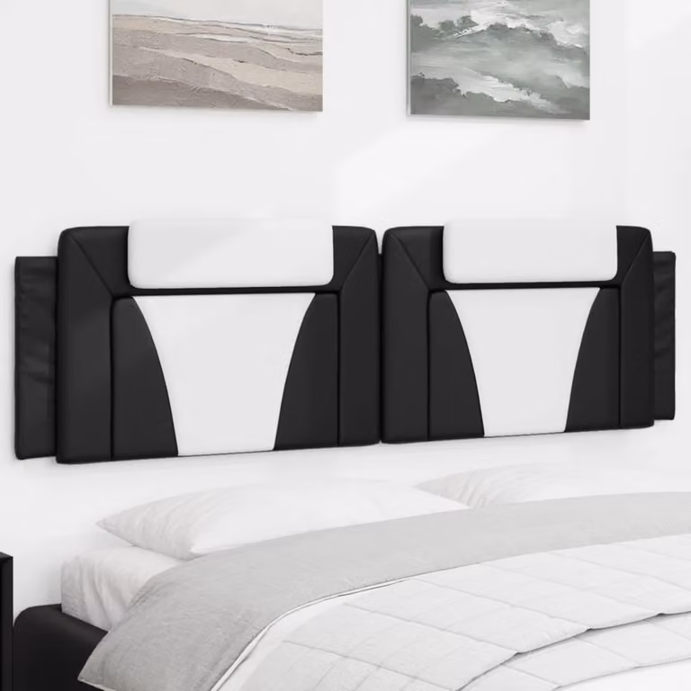 vidaXL Cuscino Testiera Viana in Similpelle Nero e Bianco, Larghezza: 180 cm