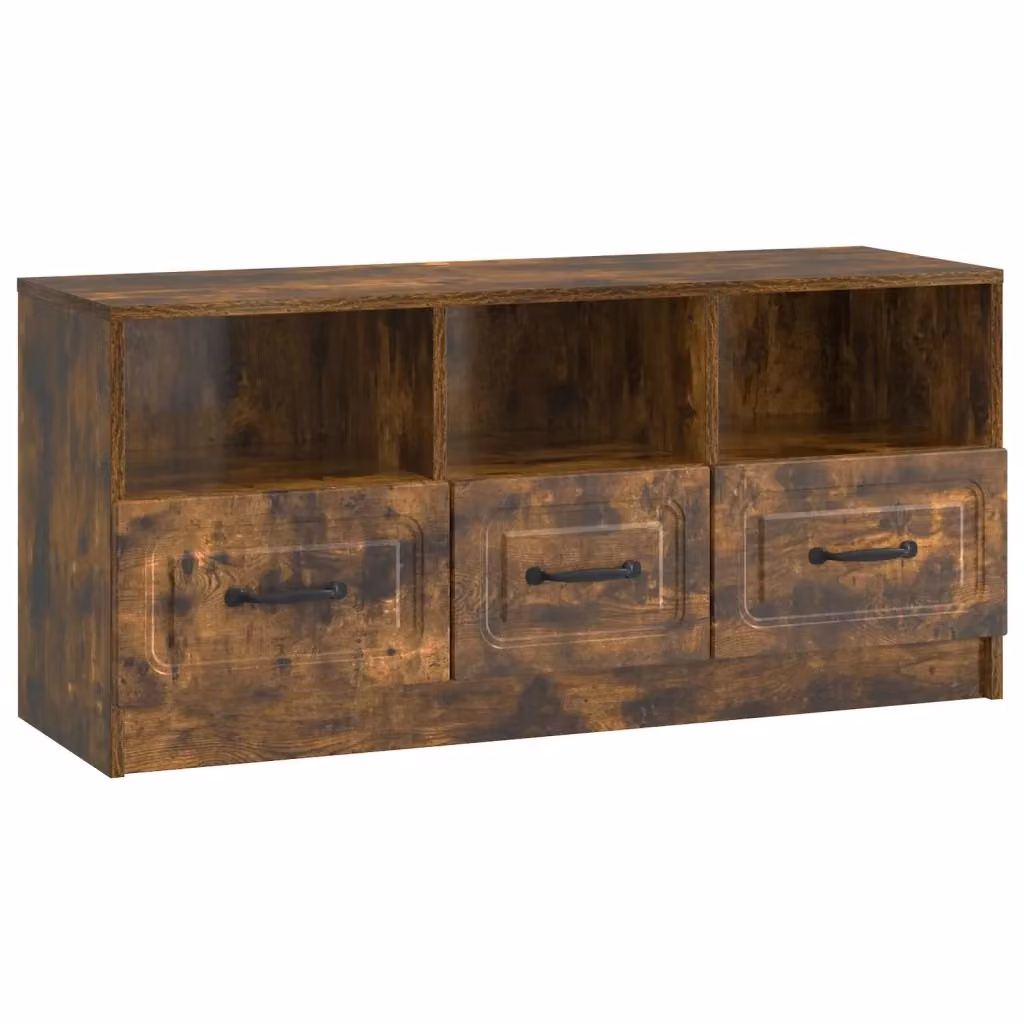 Mobile TV moderno DESIGN IN in rovere fumo e legno, L 102 x P 34,5 x H 47 cm – 2