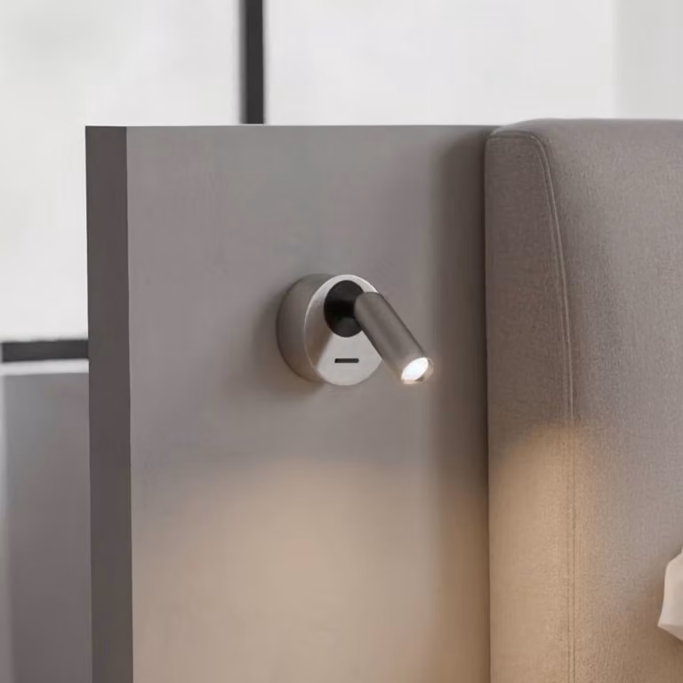 IDEAL LUX Faretto LED da parete Ideal Lux Bean, Ø 7 cm, metallo color nichelo Bean, Alluminio / Grigio / Zincato, Soggiorno / Sala da pranzo, Metallo, Moderno