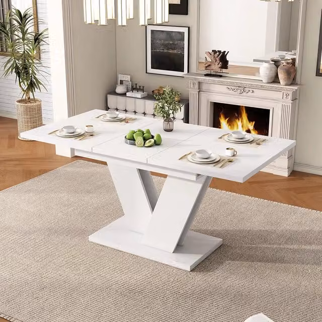 Tavolo allungabile - Xylo - 120-160x80cm gambe a V bianco