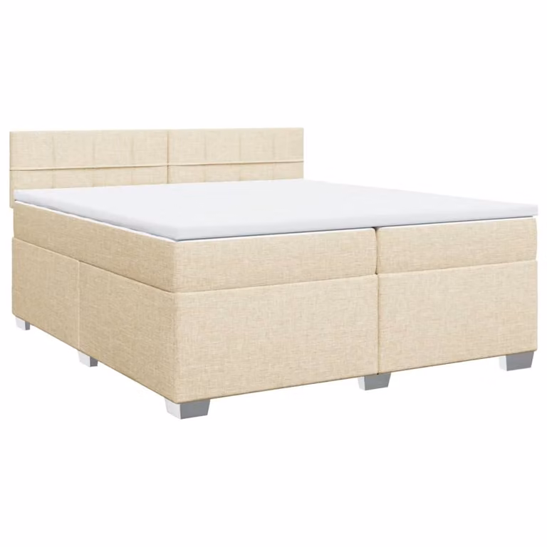 Giroletto a Molle con Materasso Crema 200x200 cm in Tessuto
