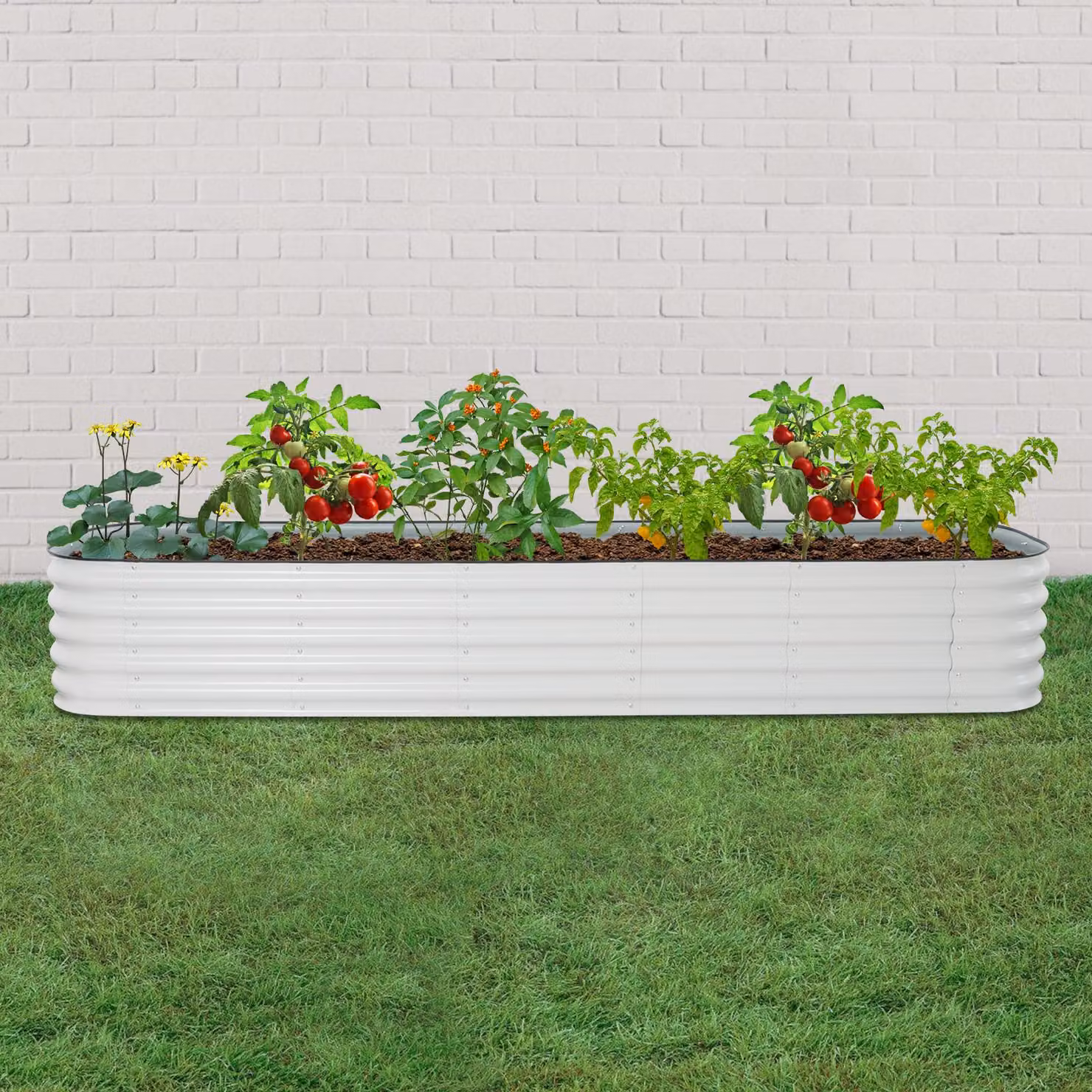 Fioriera rialzata moderna - 285x60x43 cm - Acciaio - Bianco