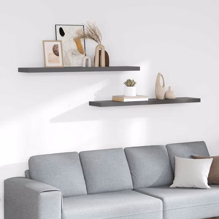 Set di 2 Scaffali a Parete vidaXL in MDF Grigio Lucido L 120 cm x P 23,5 cm x H 3,8 cm