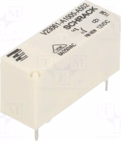 1 relè: bobina elettromagnetica, 12 VDC, 8 A / 240 VAC, codice prodotto: 2-1393222-7. Elettromagneti