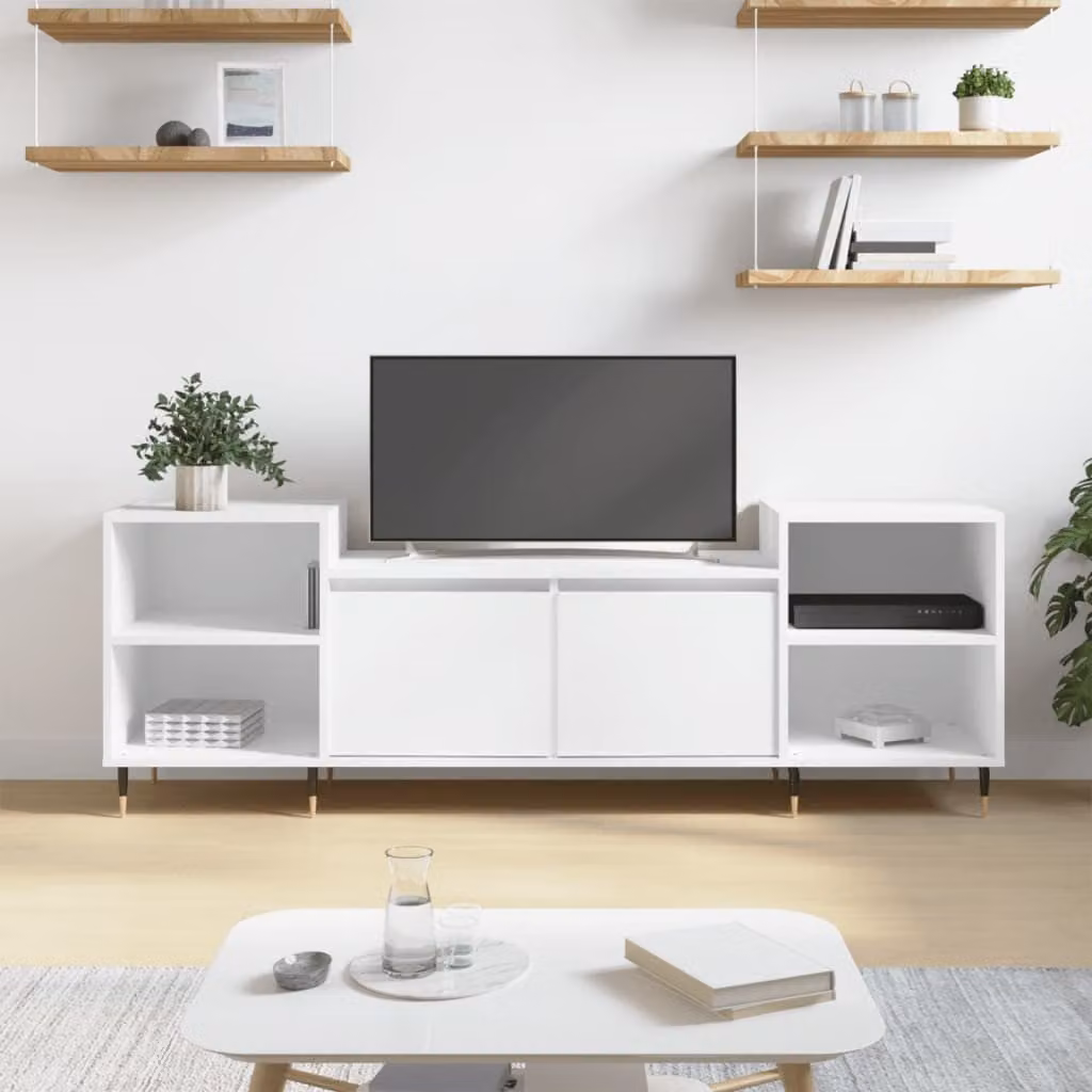 vidaXL Mobile Porta TV Moderno Bianco con Ruote L/P/H: 160 x 35 x 55 cm