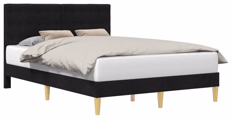 Struttura del letto con testiera Nero 160 x 200 cm Tessuto