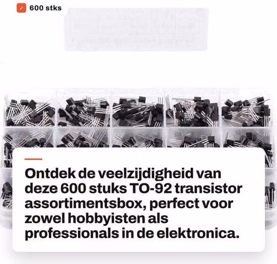 Assortimento di transistor elettronici TO-92 - Kit professionali - Alta qualità - Ideale per appassionati di elettronica - 600 pezzi - Professionali - Adatto per applicazioni elettroniche
