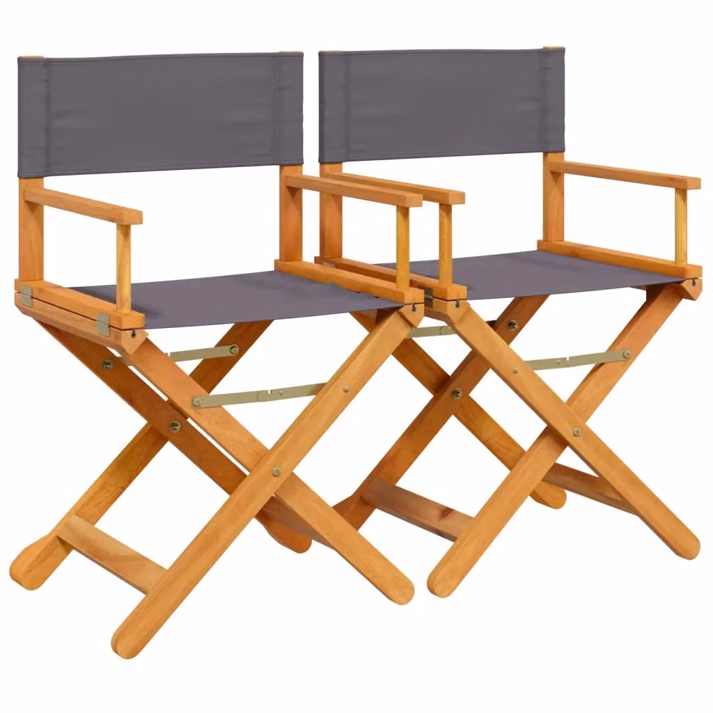 Set di 2 sedie da regista pieghevoli vidaXL in legno di acacia oliato e tessuto grigio per giardino e balcone – 2