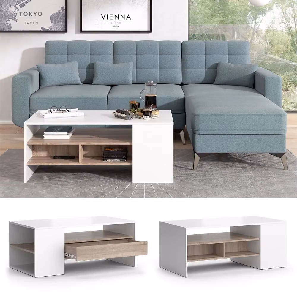 Tavolino da soggiorno Fabien Vicco Bianco L 110 x P 60 x H 45,5 cm – 2