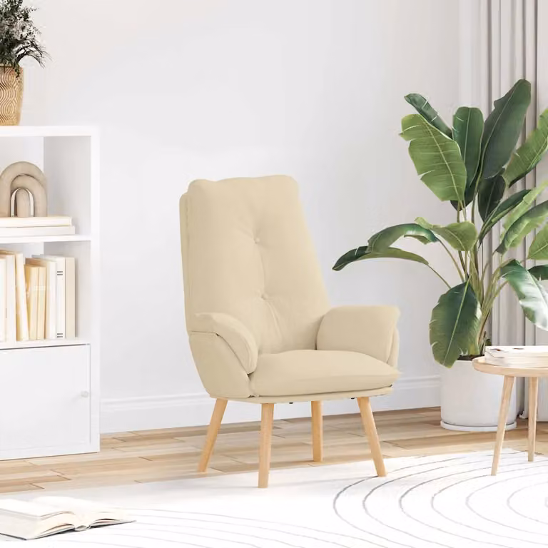 Poltrona moderna vidaXL color beige in tessuto e legno, L: 69 cm, P: 74 cm, H: 93 cm