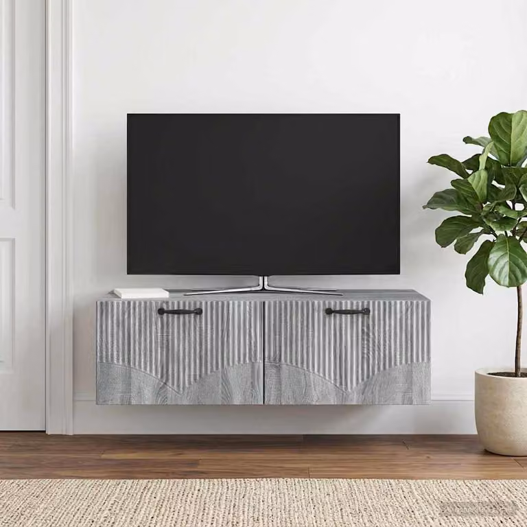 vidaXL Mobile Porta TV da Muro Moderno Grigio L: 98 cm, P: 41 cm, H: 30 cm