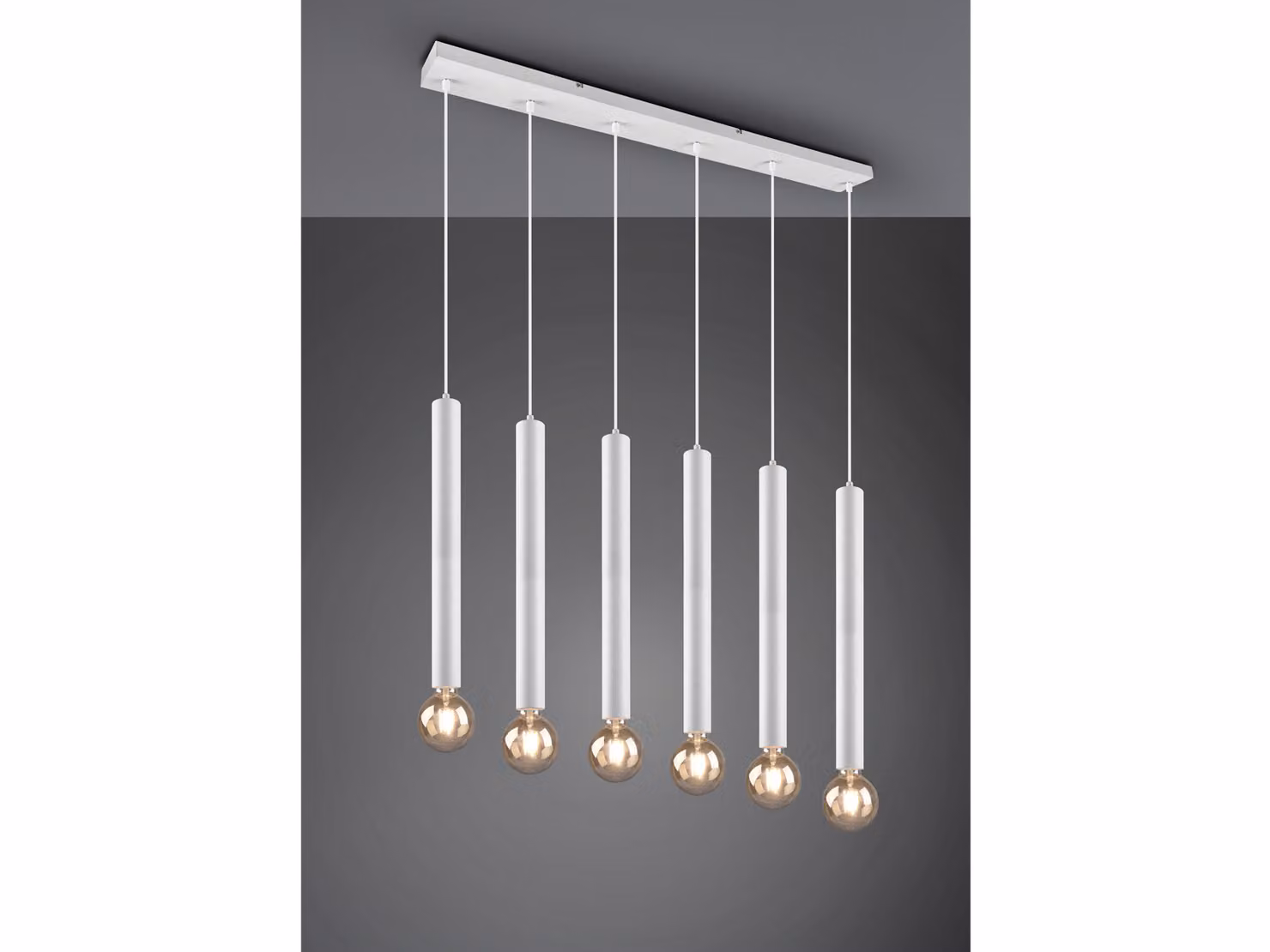 Lampada a sospensione, metallo bianco opaco, regolabile in altezza, H 150 cm