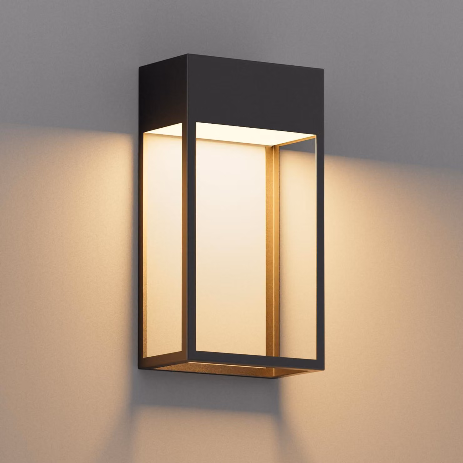 Lampada da parete a LED, 24 W, luce calda (3000 K), alluminio e acrilico, colore nero, adatta per illuminazione interna ed esterna