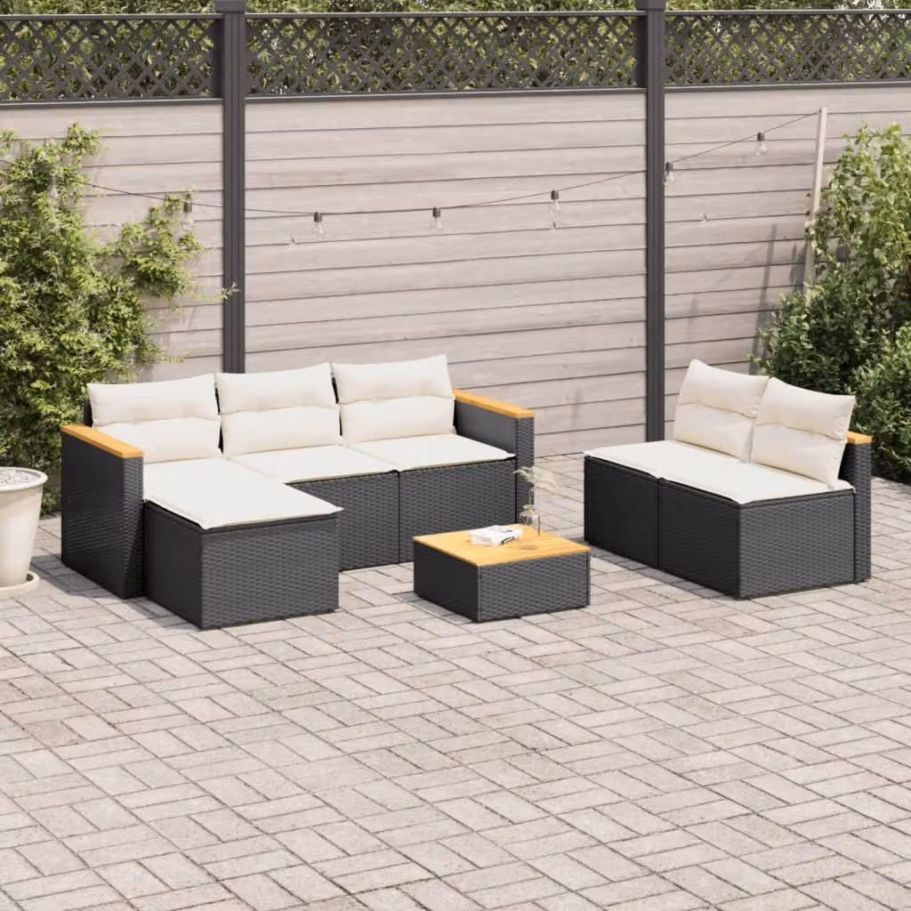 Maison Exclusive - Set Divani da Giardino 5 pz con Cuscini Nero Polyrattan Acacia