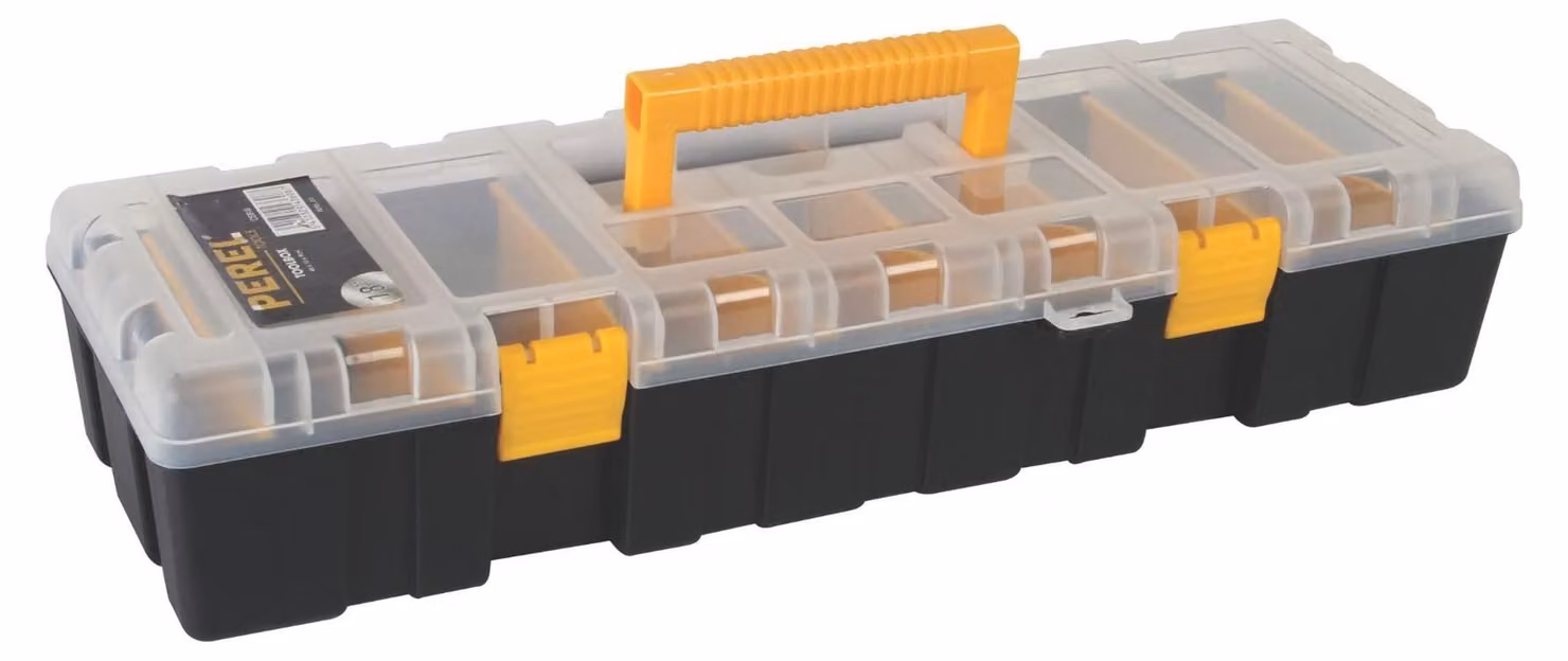 Contenitore in plastica con 9 scomparti e coperchio trasparente