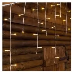 Tenda luminosa Natale Bianco 180 luci - LED Bianco caldo (7,68 + 4 mt) 8 Giochi di luce IP44 33214