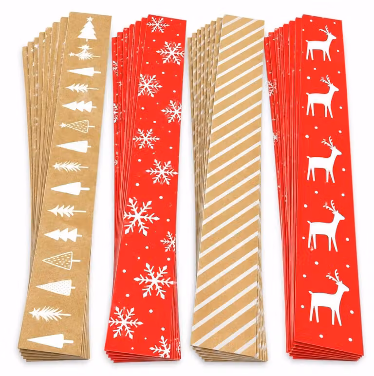80 catene decorative natalizie, kit per il fai-da-te, carta kraft, 22x2,5 cm, autoadesive