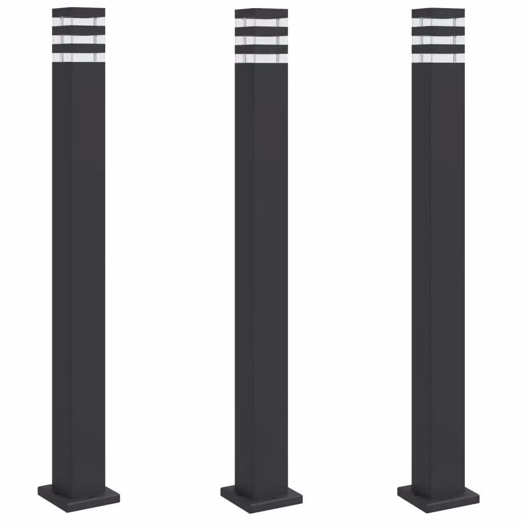 Set di 3 lampade da terra per esterni vidaXL in alluminio e plastica, colore nero, Altezza: 110 cm – 2