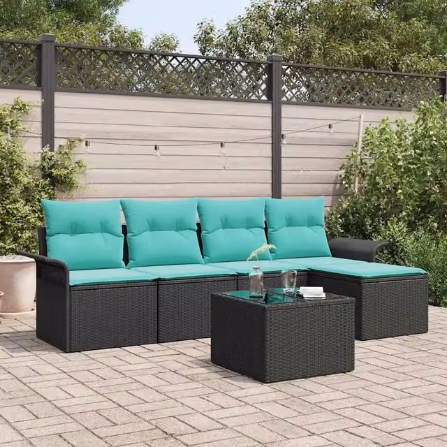 Set Divano da Giardino 6 pz Nero polyrattan 3354005