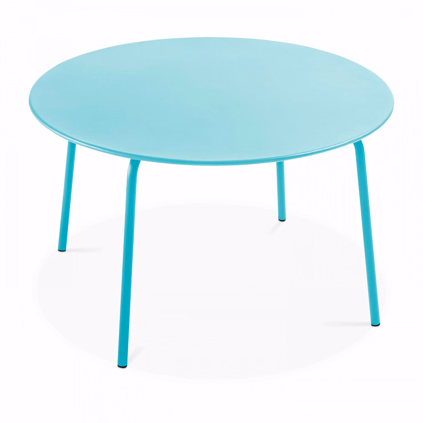 Tavolo da giardino rotondo in acciaio turchese da 120 cm - Oviala Palavas