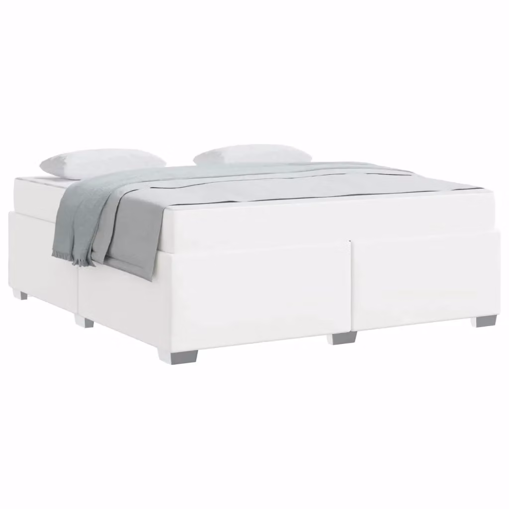 Struttura letto moderno vidaXL in ecopelle bianca con legno e metallo L/P/H: 181 x 180 x 201,5 cm – 2