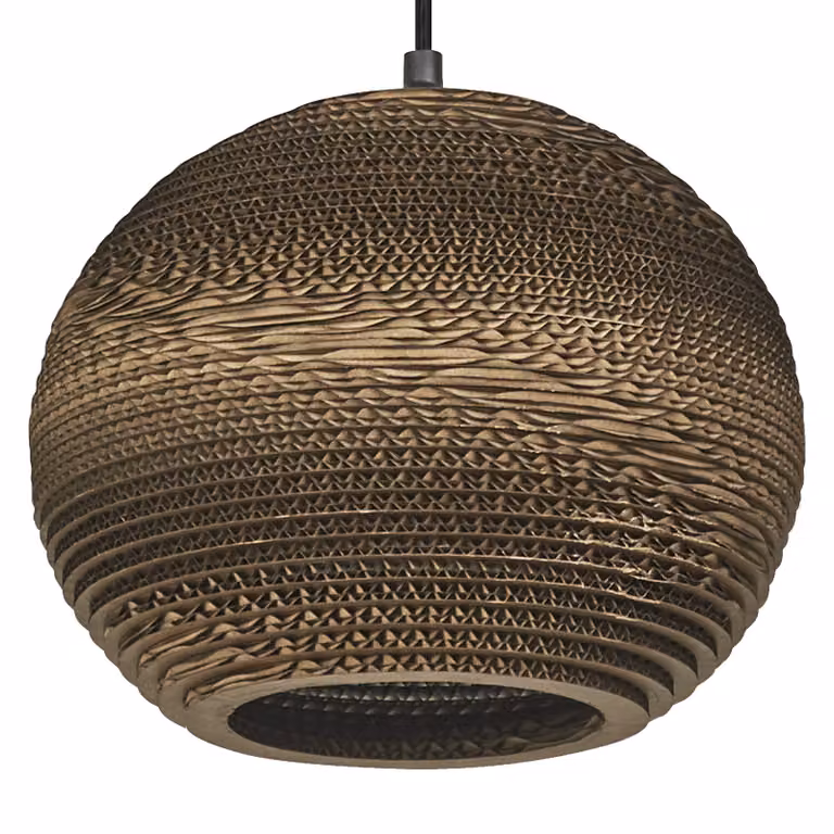 LEDVANCE Decor Cardboard Ball lampada a sospensione marrone in cartone ondulato, leggera, E27, diametro 260 mm, paralume in materiale riciclato, sostenibile grazie alla sorgente luminosa sostituibile, facile installazione