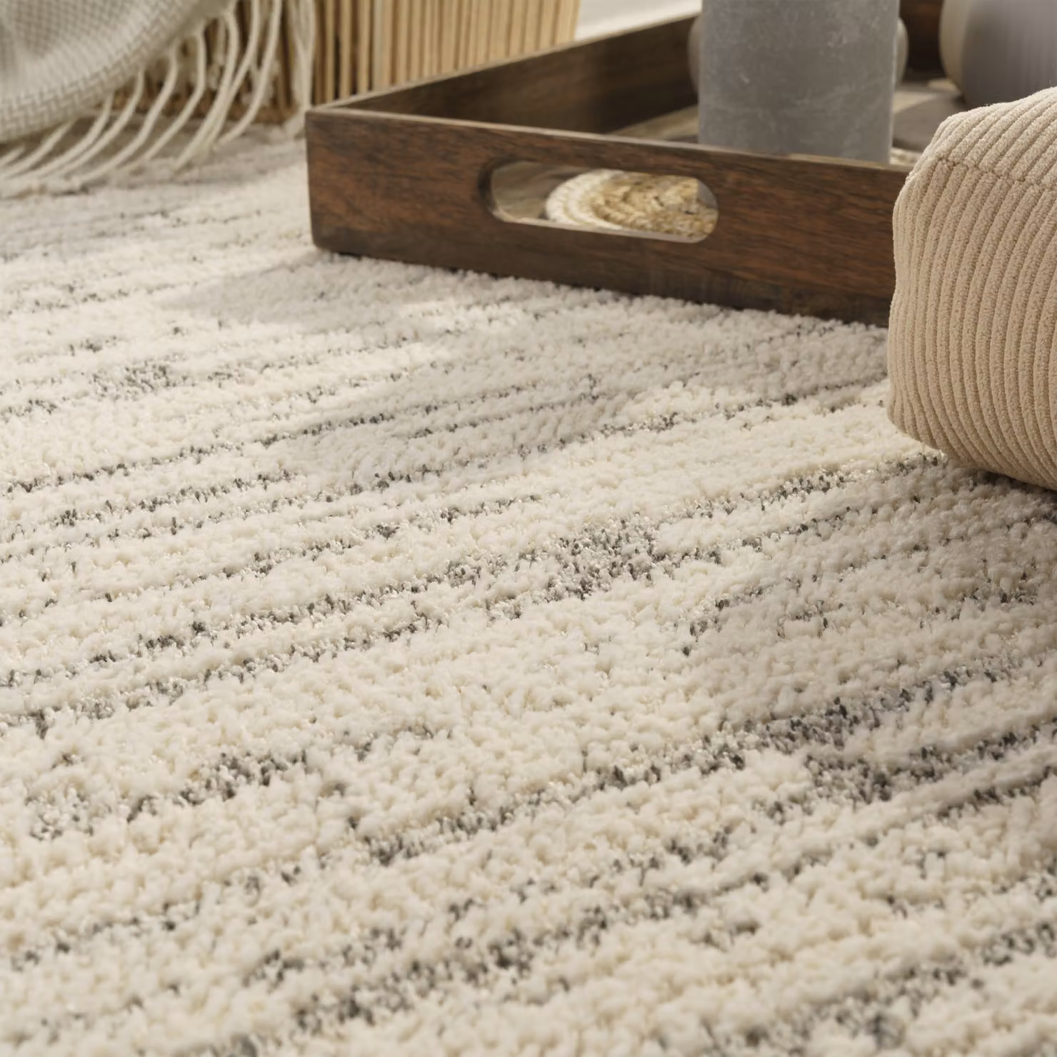 Tappeto moderno Heal beige con effetto alto-basso, lavabile e adatto a riscaldamento a pavimento, L 120 cm x P 170 cm – 2