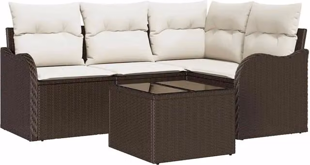 Set Divano da Giardino | Set Salotto da Giardino Marrone polyrattan