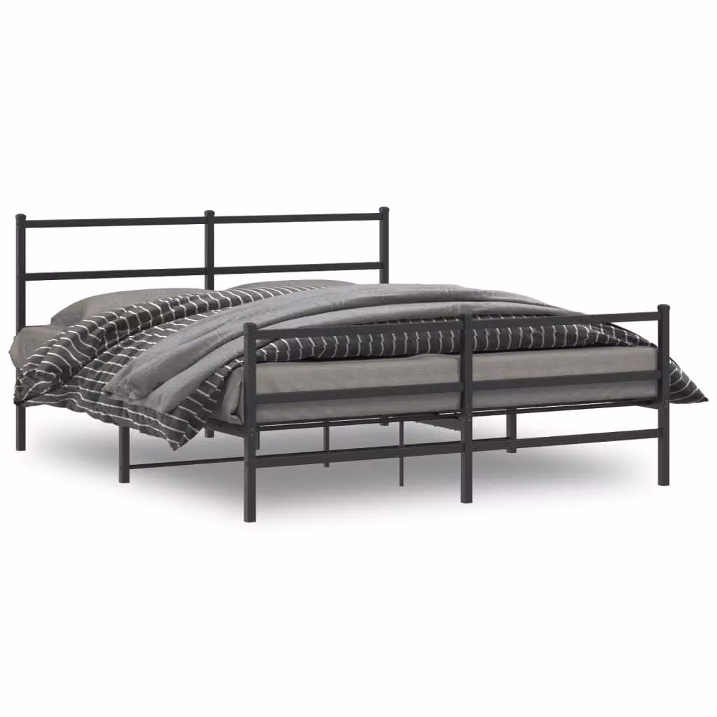 Giroletto con testiera e pediera in metallo nero vidaXL L/P/H: 207 x 150 x 90 cm