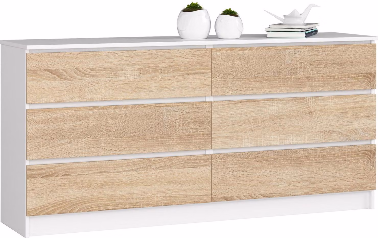 Akord Credenza 6 Cassetti Rovere Sonoma Bianco 160X40X77 Cm