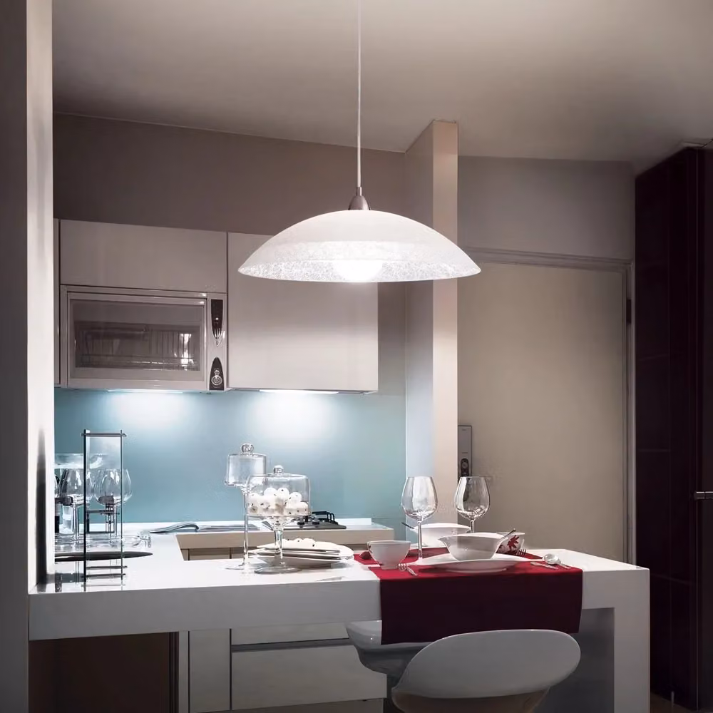 Sospensione Moderna Ideal Lux Lana in Vetro Bianco e Metallo Cromato con Attacco E27 – 2