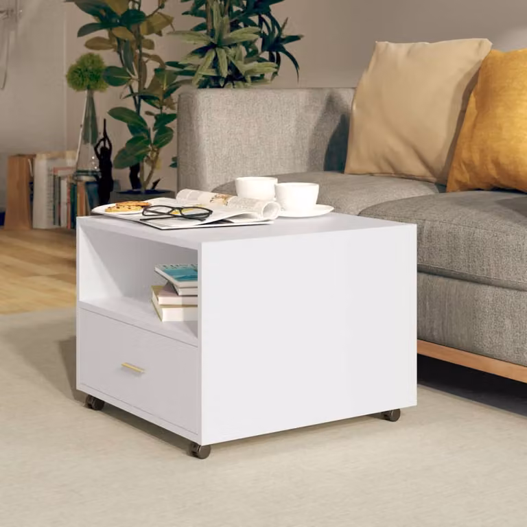 Maison Exclusive - Tavolino bianco 55x55x40 cm Materiale ligneo