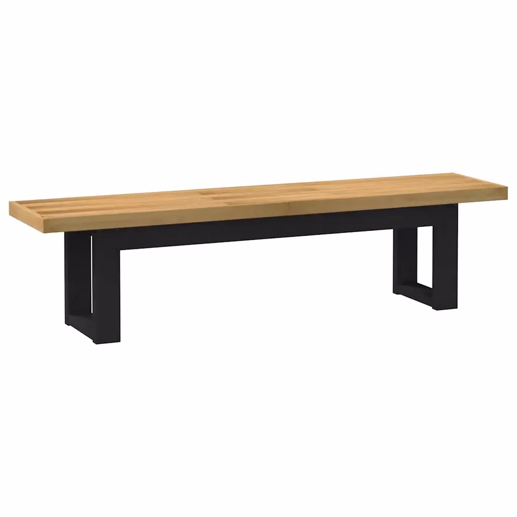 Panca da pranzo NOAIN vidaXL in legno di pino rustico, colore marrone e nero, L: 180 cm, P: 40 cm, H: 45 cm – 2