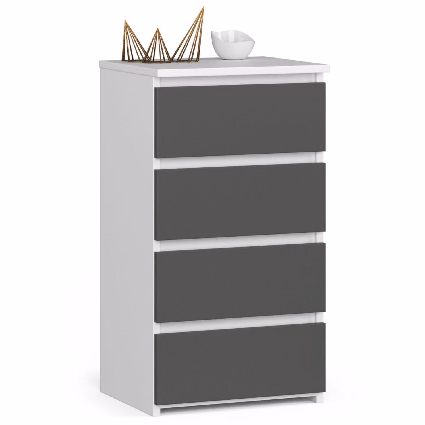 Comò Elegante CL4 con 4 Cassetti in Grafite e Bianco per Stoccaggio