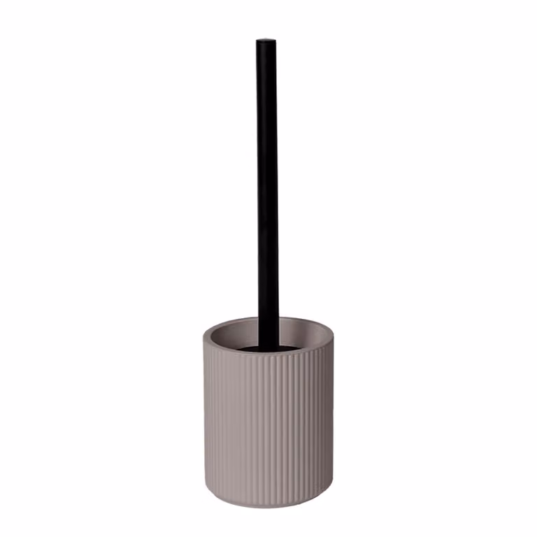 Vestiamo Casa Portascopino con Scopino in Polipropilene e Acciaio Inox Colore Tortora H: 38 cm, Diametro: 10 cm