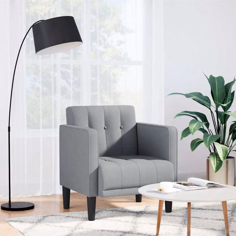 vidaXL Divano Sedia con Braccioli in Tessuto Grigio Moderno L: 74,5 cm, P: 70,5 cm, H: 67 cm