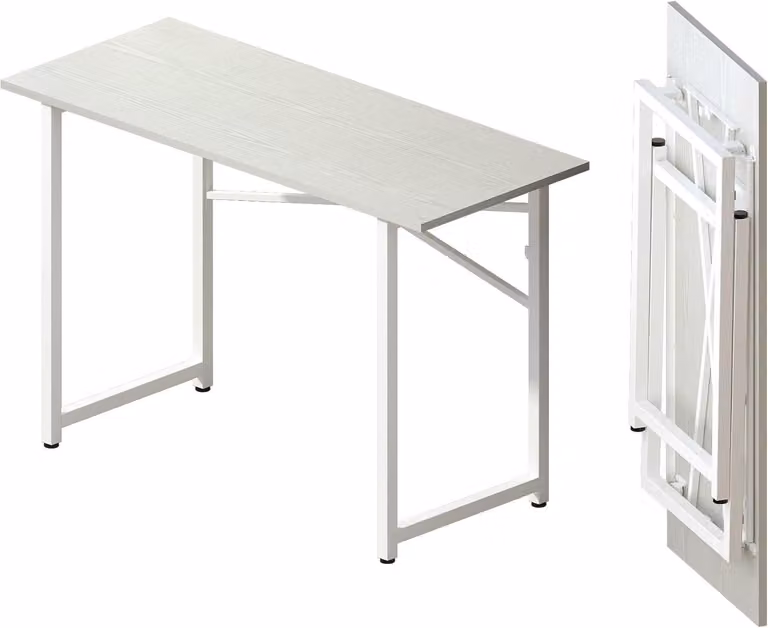 Scrivania pieghevole, 120 cm, bianca, ideale per l'ufficio domestico e il campeggio