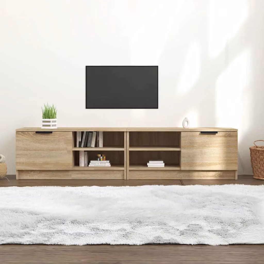Set di 2 mobili TV moderni vidaXL in legno Rovere Sonoma, L 80 cm x P 35 cm x H 36,5 cm