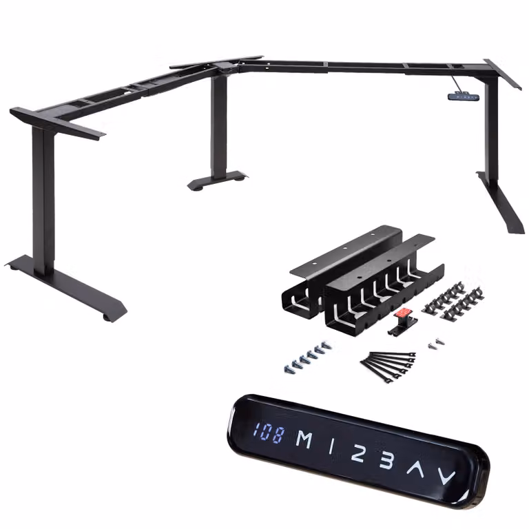 LIFT L7B Telaio + passacavi per scrivania ad angolo Altezza regolabile elettrica nera - Scrivania angolare, funzione di memoria, display digitale, blocco bambini - Telaio per scrivania, senza gradini